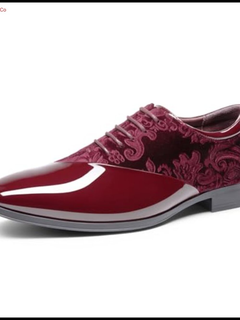 Men's Dress Tuxedo Patent Synthetic Leather Velvet Oxford Formal Lace-Up